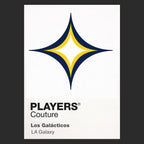 LA Galaxy Classic Football Shirt Colours Frame Men's T-Shirt – black close-up detail shot of the LA Galaxy Players Couture