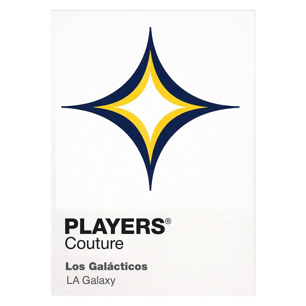LA Galaxy Classic Football Shirt Colours Frame Men's T-Shirt – white close-up detail shot of the LA Galaxy Players Couture