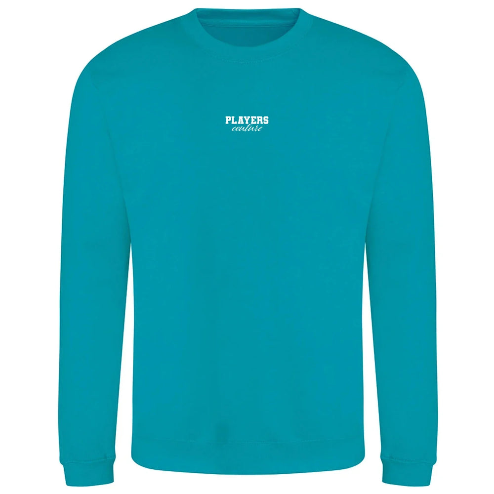 Essentials Collection hoodie – blue men's hoodie with white Essentials Collection letters and Players Couture logo on the
