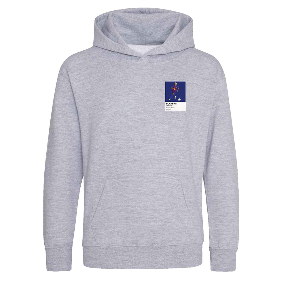Lamine Yamal Barcelona Icon Frame Kids Hoodie — Gray