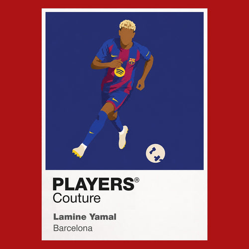 Lamine Yamal Barcelona Icon Frame Men's Hoodie — Red Artwork