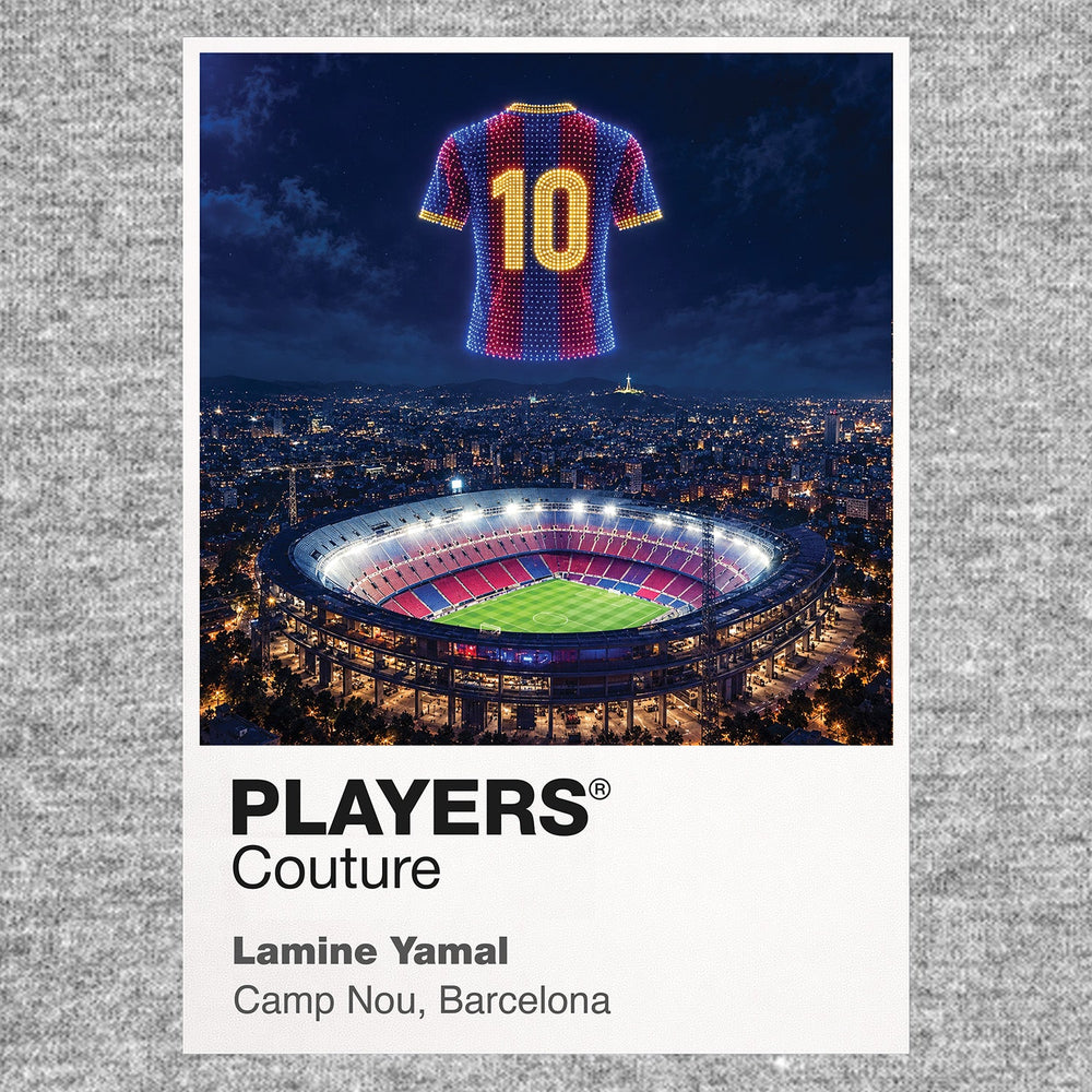 Lamine Yamal Barcelona number 10 Icons in Lights Frame artwork in grey