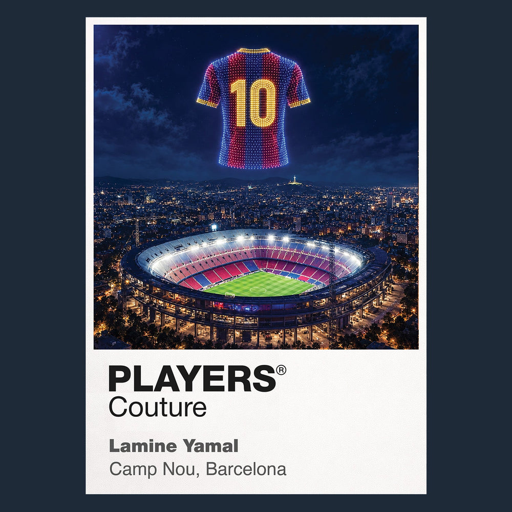 Lamine Yamal Barcelona number 10 Icons in Lights Frame artwork in navy
