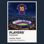 Lamine Yamal Barcelona number 10 Icons in Lights Frame artwork in navy