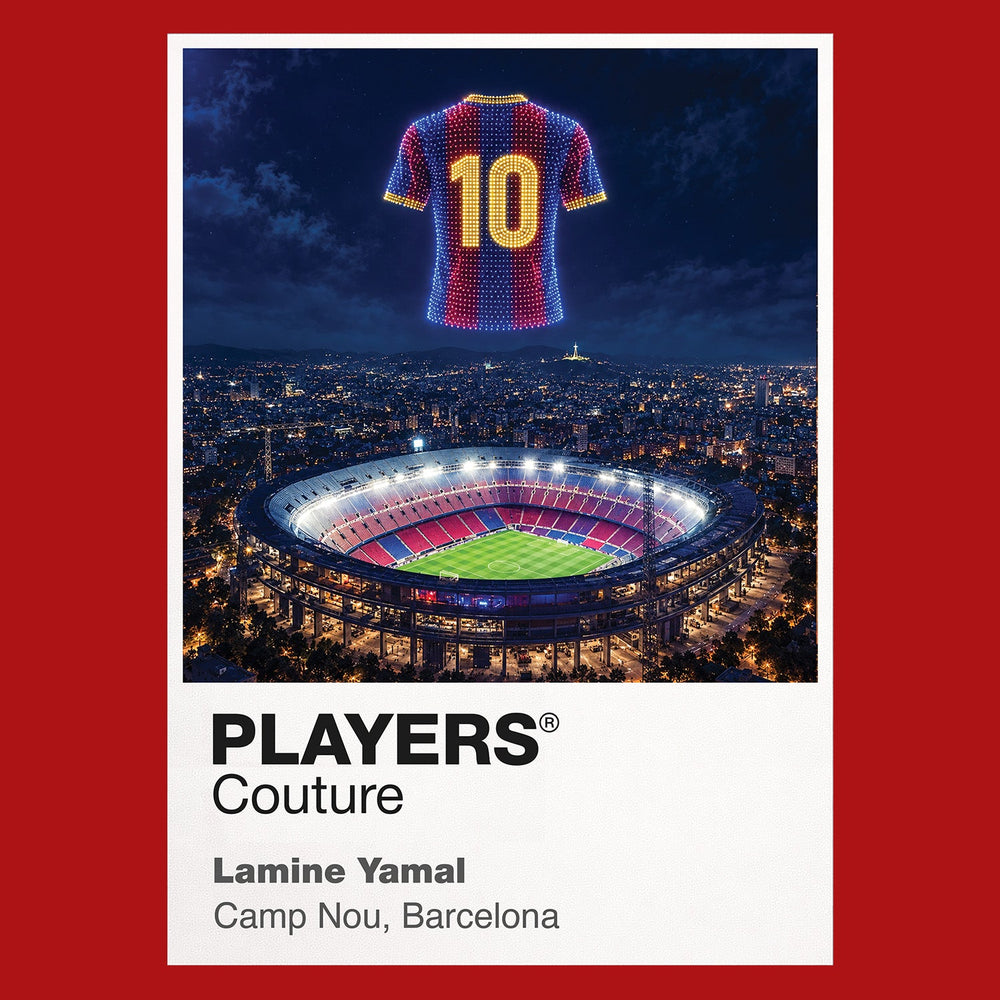 Lamine Yamal Barcelona number 10 Icons in Lights Frame artwork in red