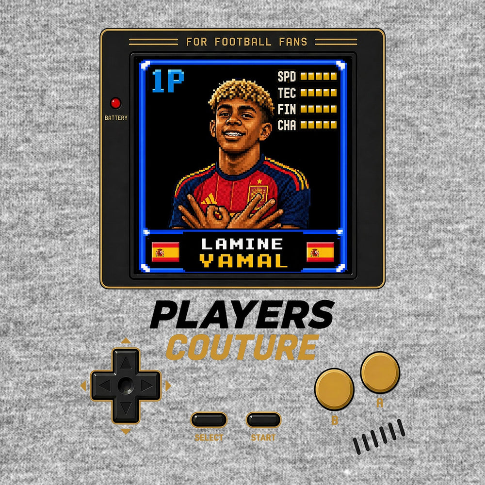 Lamine Yamal 1P 8-Bit t-shirt retro gaming design by Players Couture