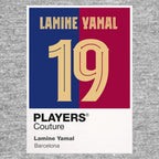 Lamine Yamal 19 Football Shirt Frame Men's Hoodie – grey close-up detail shot of the Lamine Yamal 19 Football Players