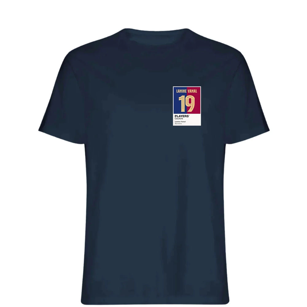 Lamine Yamal 19 Football t-shirt – navy men's t-shirt featuring the Lamine Yamal 19 Football Players Couture logo