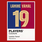 Lamine Yamal 19 Football Shirt Frame Men's Hoodie – red close-up detail shot of the Lamine Yamal 19 Football Players Couture
