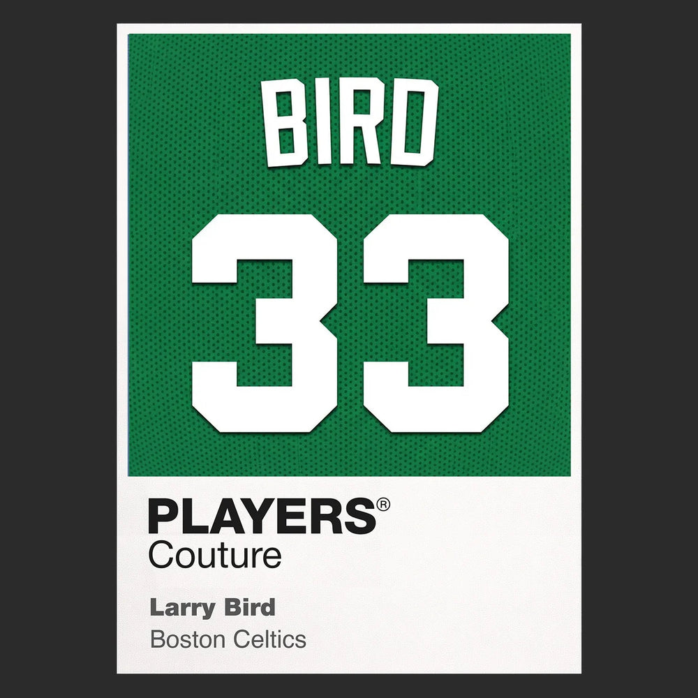 Larry Bird 33 Jersey Frame Men's T-Shirt – black close-up detail shot of the Larry Bird 33 Players Couture logo design