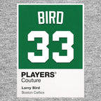 Larry Bird 33 Jersey Frame Men's T-Shirt – grey close-up detail shot of the Larry Bird 33 Players Couture logo design
