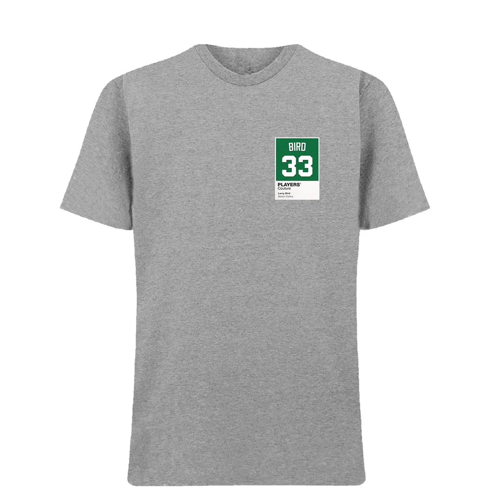 Larry Bird 33 t-shirt – grey men's t-shirt featuring the Larry Bird 33 Players Couture logo
