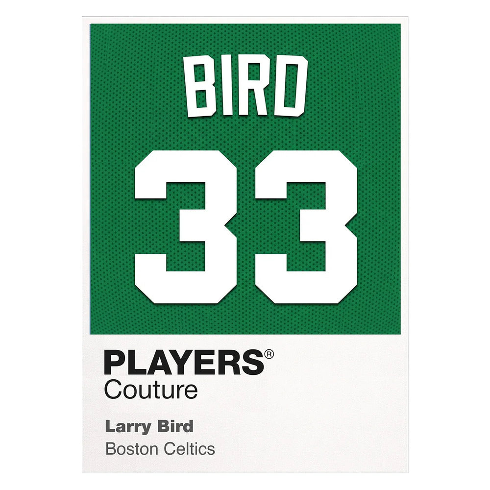 Larry Bird 33 Jersey Frame Men's T-Shirt – white close-up detail shot of the Larry Bird Players Couture logo design