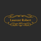 Laurent Robert Logo Men's Hoodie – black close-up detail shot of the Laurent Robert Players Couture logo design