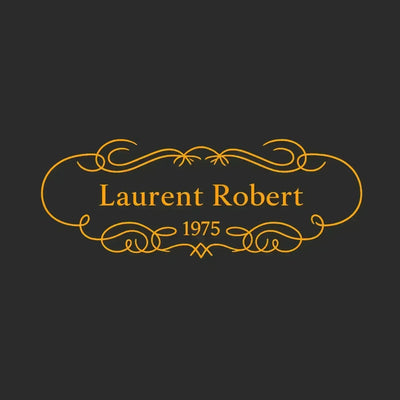 Laurent Robert Logo Men's Hoodie – black close-up detail shot of the Laurent Robert Players Couture logo design