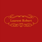 Laurent Robert Logo Men's Hoodie – red close-up detail shot of the Laurent Robert Players Couture logo design