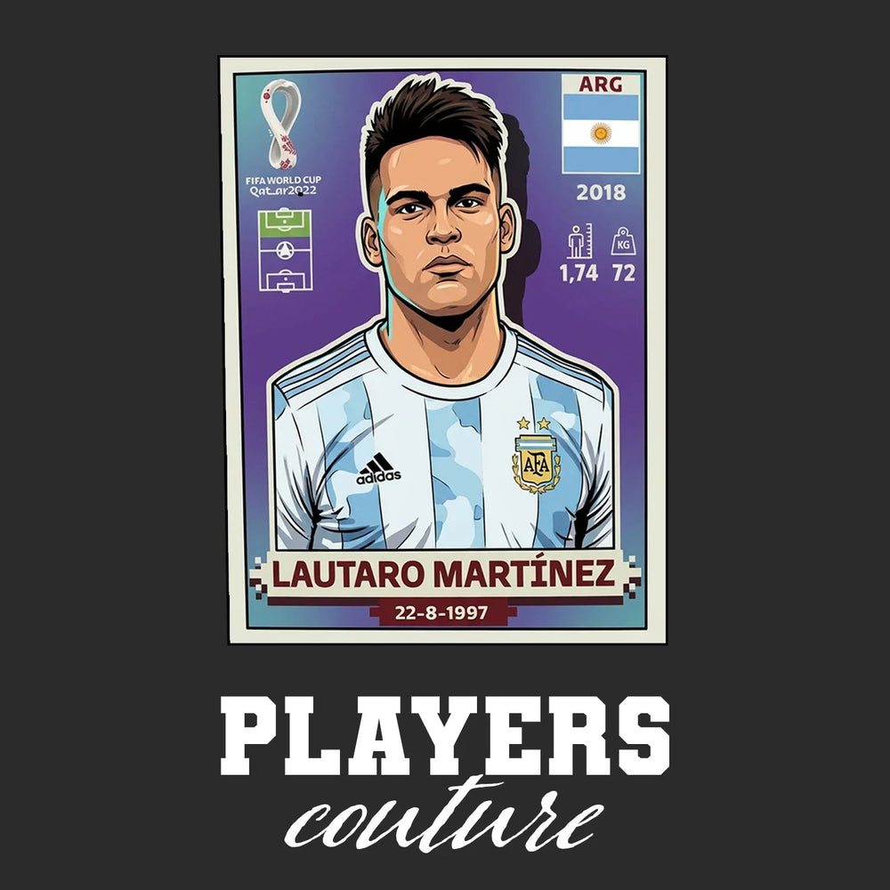 Lautaro Martinez World Cup Sticker Kids T-Shirt – lautaro martinez black Players Couture design