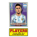 Lautaro Martinez World Cup Sticker Men's T-Shirt – close-up detail shot of the Lautaro Martinez World Cup Players Couture