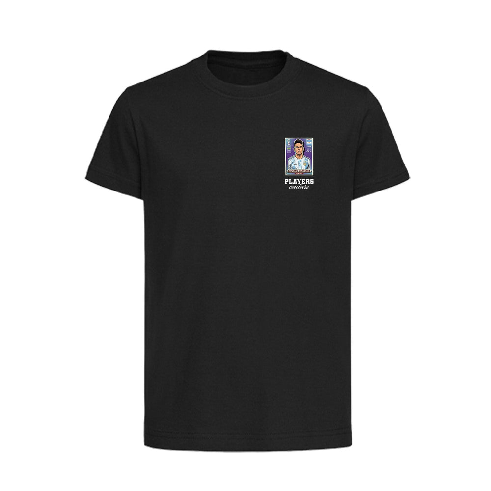 Lautaro Martinez World Cup Sticker Kids T-Shirt – lautaro martinez sticker kids black tshirt Players Couture design