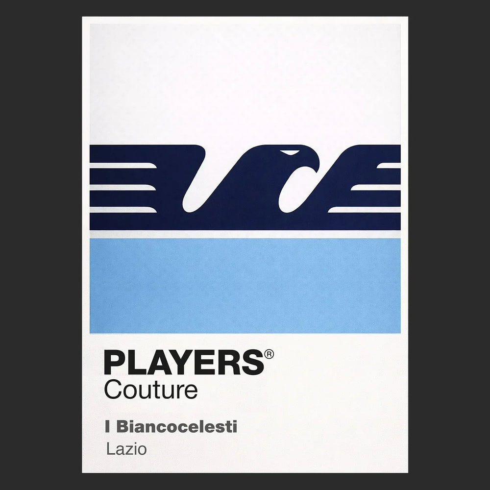 Lazio Classic Football Shirt Colours Frame Men's T-Shirt – black close-up detail shot of the Lazio Players Couture logo