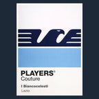 Lazio Classic Football Shirt Colours Frame Men's T-Shirt – navy close-up detail shot of the Lazio Players Couture logo design