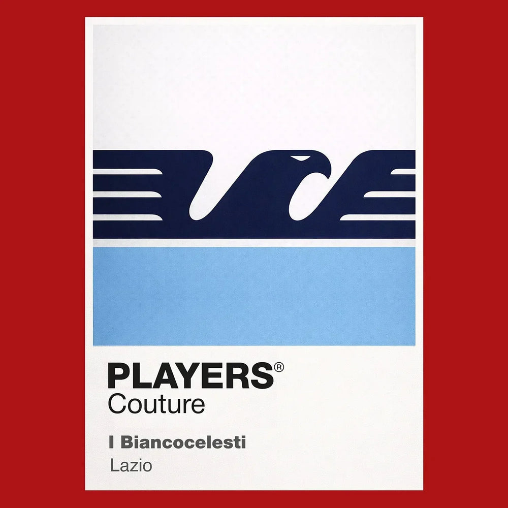 Lazio Classic Football Shirt Colours Frame Men's T-Shirt – red close-up detail shot of the Lazio Players Couture logo design
