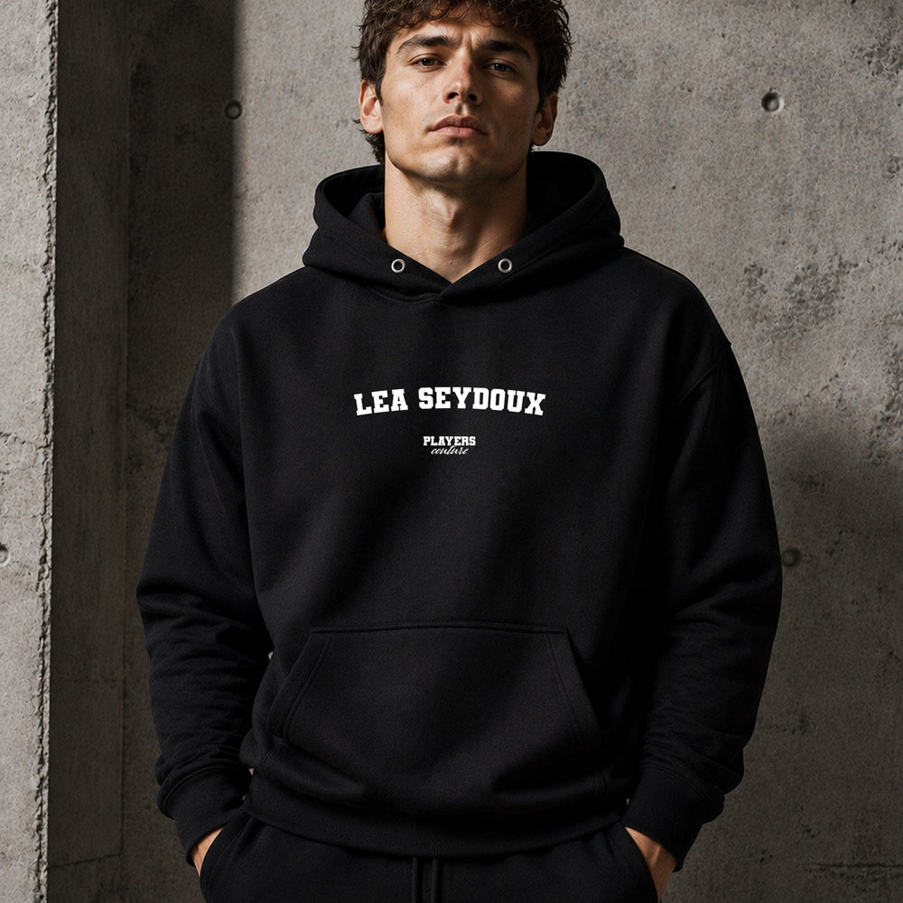 Lea Seydoux name-print hoodie - black