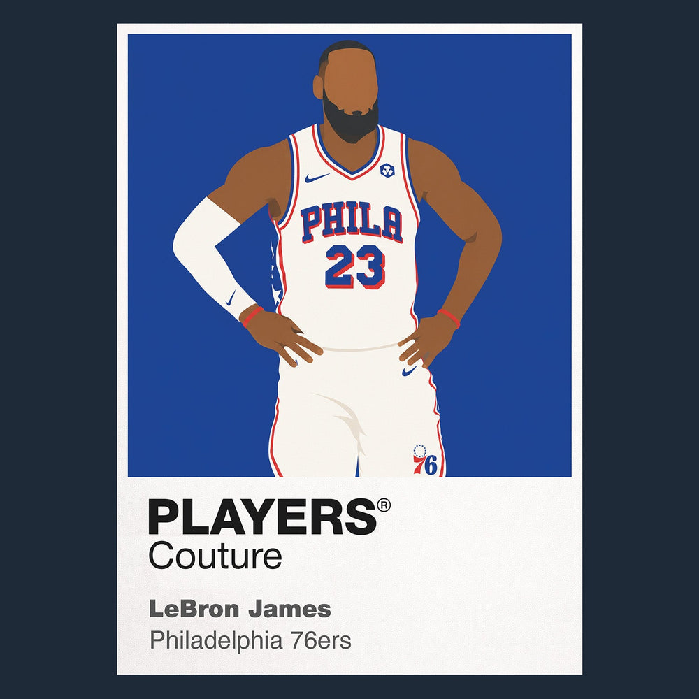 LeBron James Philadelphia 76ers navy Icon Frame artwork detail
