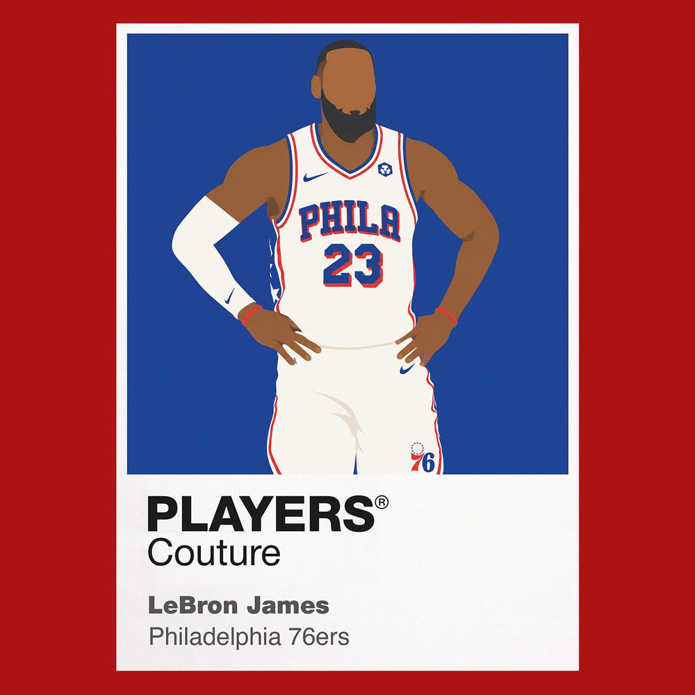 LeBron James Philadelphia 76ers red Icon Frame artwork detail