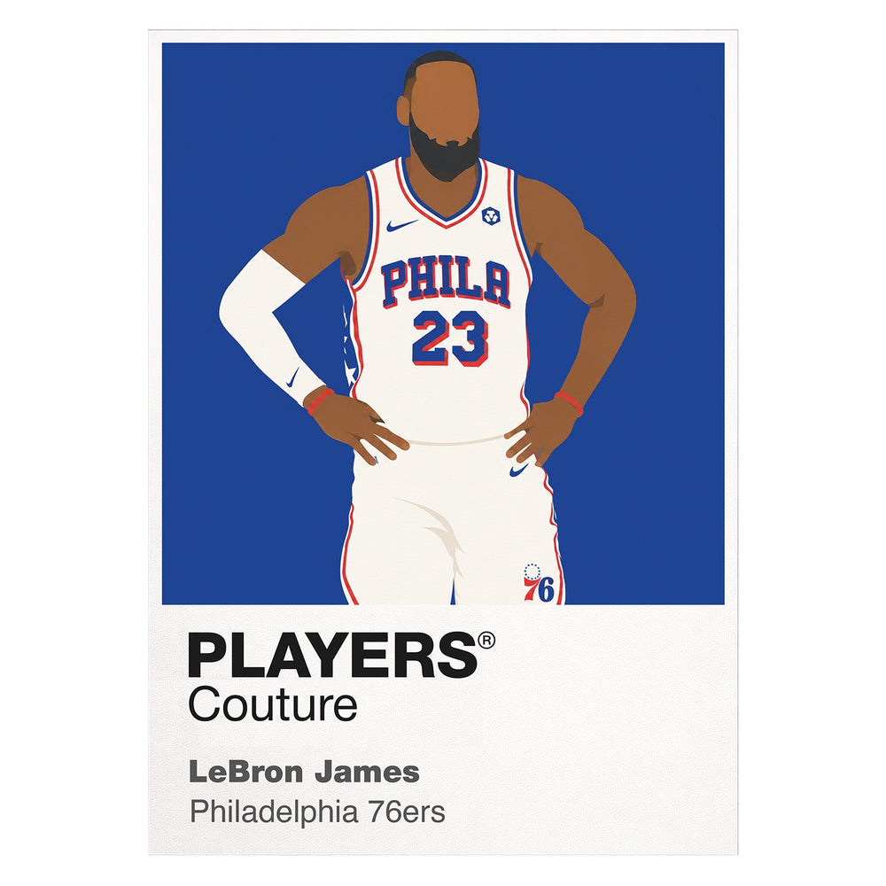 LeBron James Philadelphia 76ers white Icon Frame artwork detail
