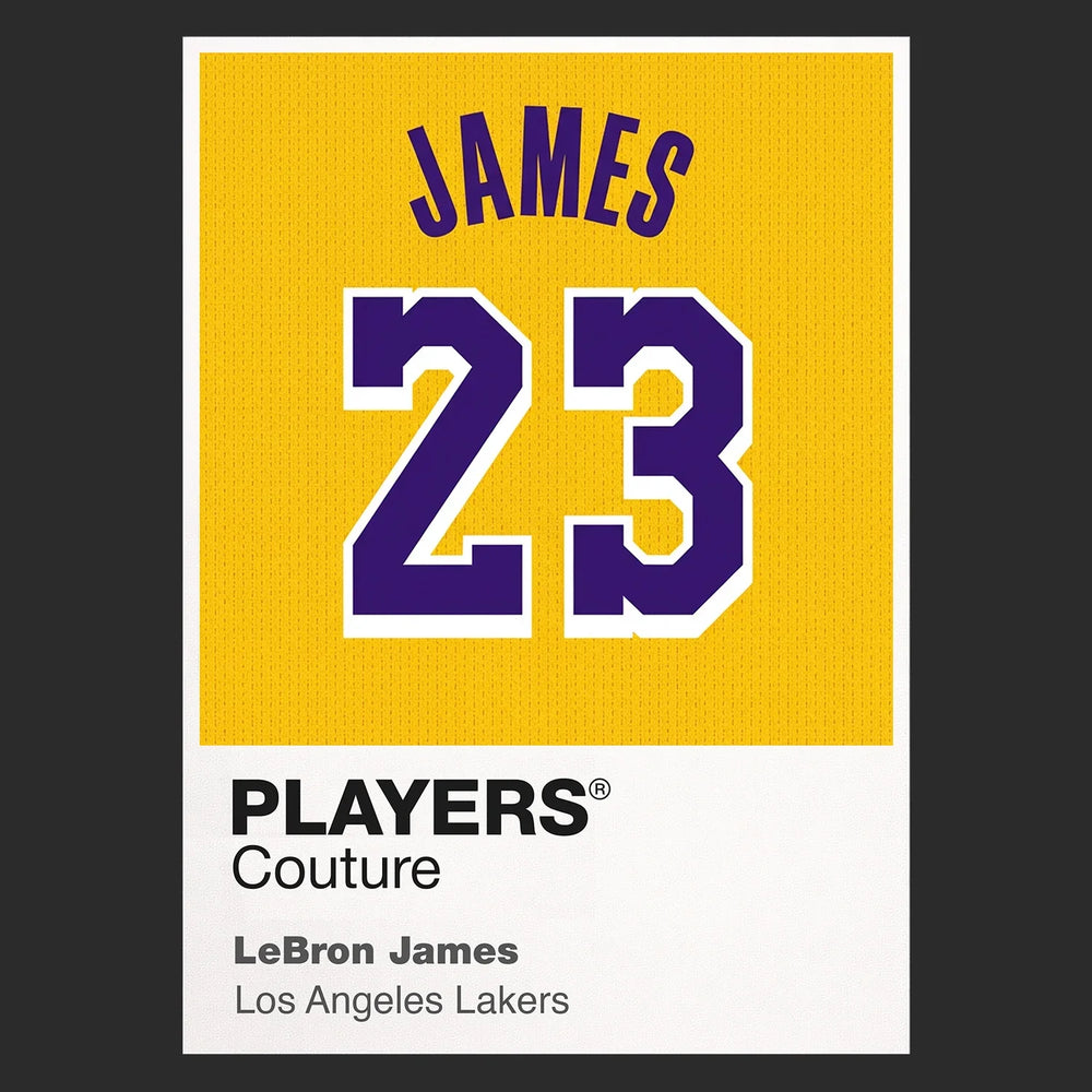 LeBron James 23 Lakers Jersey Frame Men's T-Shirt – black close-up detail shot of the LeBron James 23 Lakers Players Couture