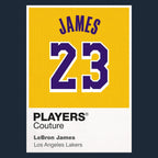 LeBron James 23 Lakers Jersey Frame Men's T-Shirt – navy close-up detail shot of the LeBron James 23 Lakers Players Couture