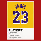 LeBron James 23 Lakers Jersey Frame Men's T-Shirt – red close-up detail shot of the LeBron James 23 Lakers Players Couture
