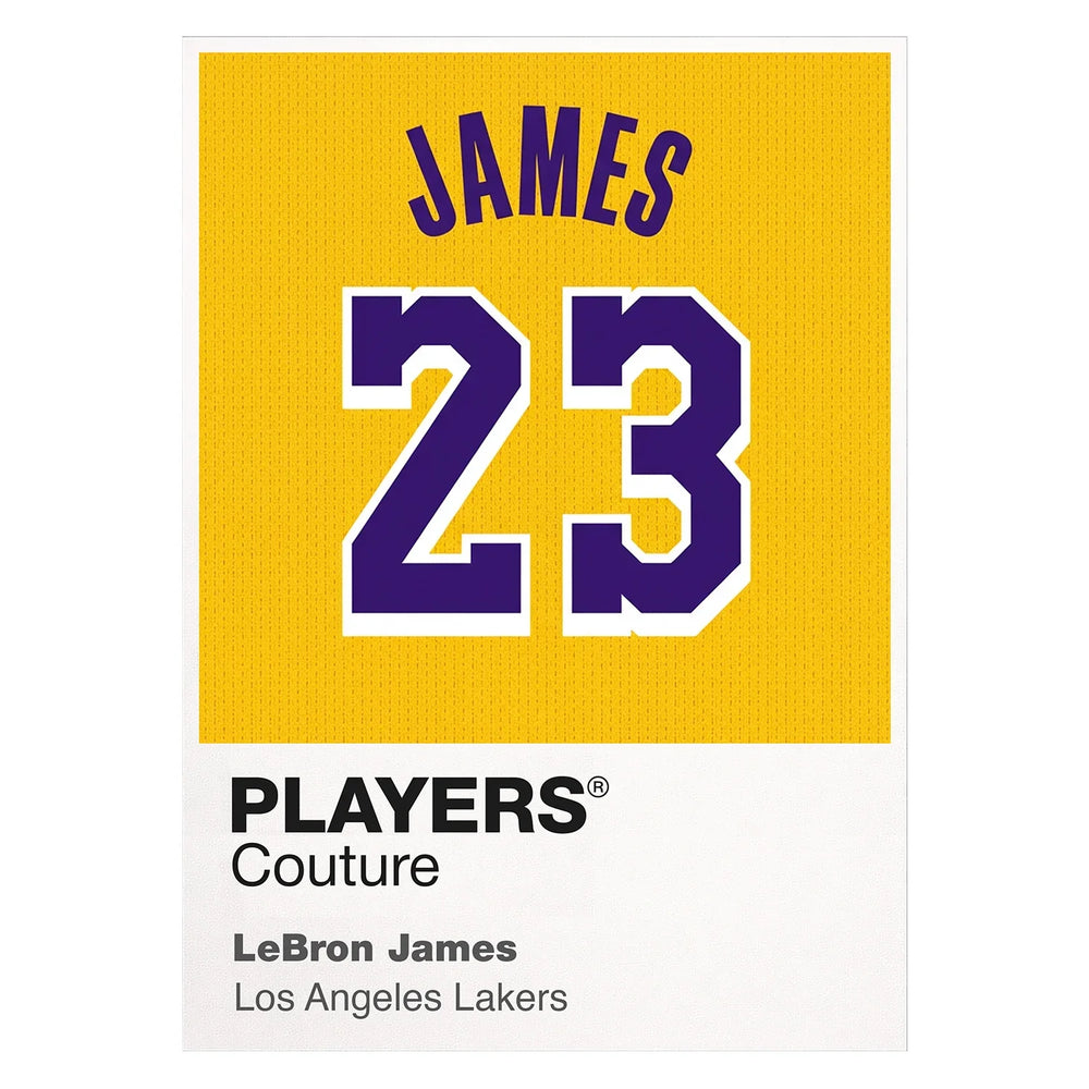 LeBron James 23 Lakers Jersey Frame Men's T-Shirt – white close-up detail shot of the LeBron James Players Couture logo