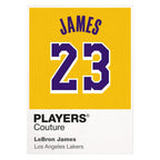 LeBron James 23 Lakers Jersey Frame Men's T-Shirt – white close-up detail shot of the LeBron James Players Couture logo