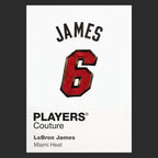 LeBron James 6 Heat Jersey Frame Men's T-Shirt – black close-up detail shot of the LeBron James 6 Heat Players Couture logo