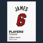 LeBron James 6 Heat Jersey Frame Men's T-Shirt – navy close-up detail shot of the LeBron James 6 Heat Players Couture logo