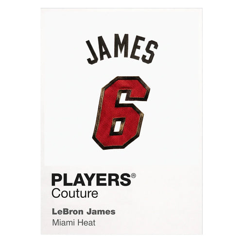 LeBron James 6 Heat Jersey Frame Men's T-Shirt – white close-up detail shot of the LeBron James Players Couture logo design