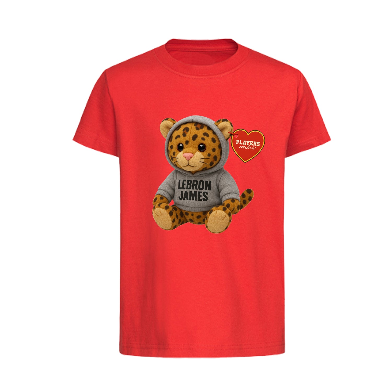 Lebron James Leopard Logo Players Couture Kids T-Shirt Red