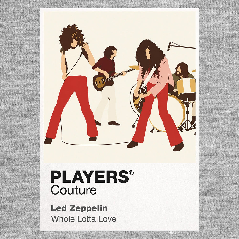 Led Zeppelin Led Zeppelin's four-member seventies stage presence and instrumental identity Icon Frame artwork in grey