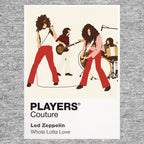 Led Zeppelin the instruments, clothing and live silhouette of Led Zeppelin's classic line-up Icon Frame artwork in grey