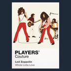 Led Zeppelin the instruments, clothing and live silhouette of Led Zeppelin's classic line-up Icon Frame artwork in navy