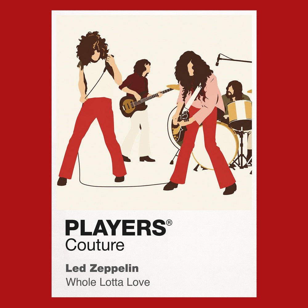 Led Zeppelin Led Zeppelin's four-member seventies stage presence and instrumental identity Icon Frame artwork in red