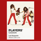 Led Zeppelin the instruments, clothing and live silhouette of Led Zeppelin's classic line-up Icon Frame artwork in red