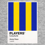 Leeds Away Classic Football Shirt Colours Frame Men's T-Shirt – grey close-up detail shot of the Leeds Away Players Couture