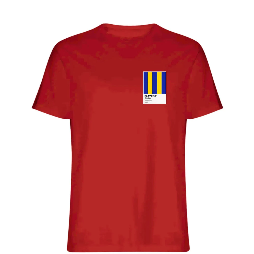 Leeds Away t-shirt – red men's t-shirt featuring the Leeds Away Players Couture logo
