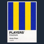 Leeds Away Classic Football Shirt Colours Frame Men's T-Shirt – navy close-up detail shot of the Leeds Away Players Couture
