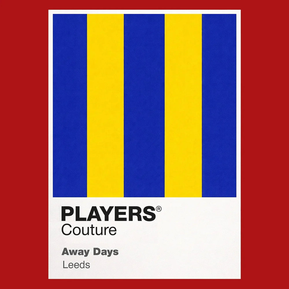 Leeds Away Classic Football Shirt Colours Frame Men's T-Shirt – red close-up detail shot of the Leeds Away Players Couture