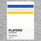 Leeds Home Classic Football Shirt Colours Frame Men's T-Shirt – grey close-up detail shot of the Leeds Home Players Couture