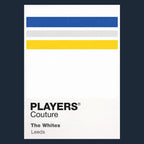 Leeds Home Classic Football Shirt Colours Frame Men's T-Shirt – navy close-up detail shot of the Leeds Home Players Couture
